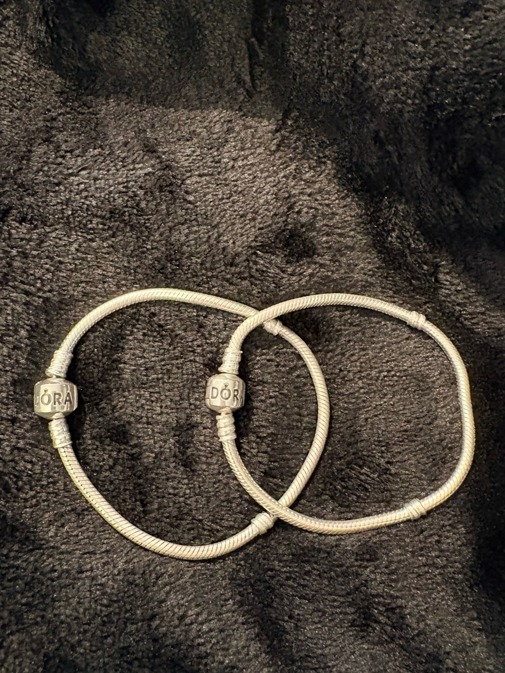 Pandora Silver Snake Chain Charm Bracelets - SET OF TWO